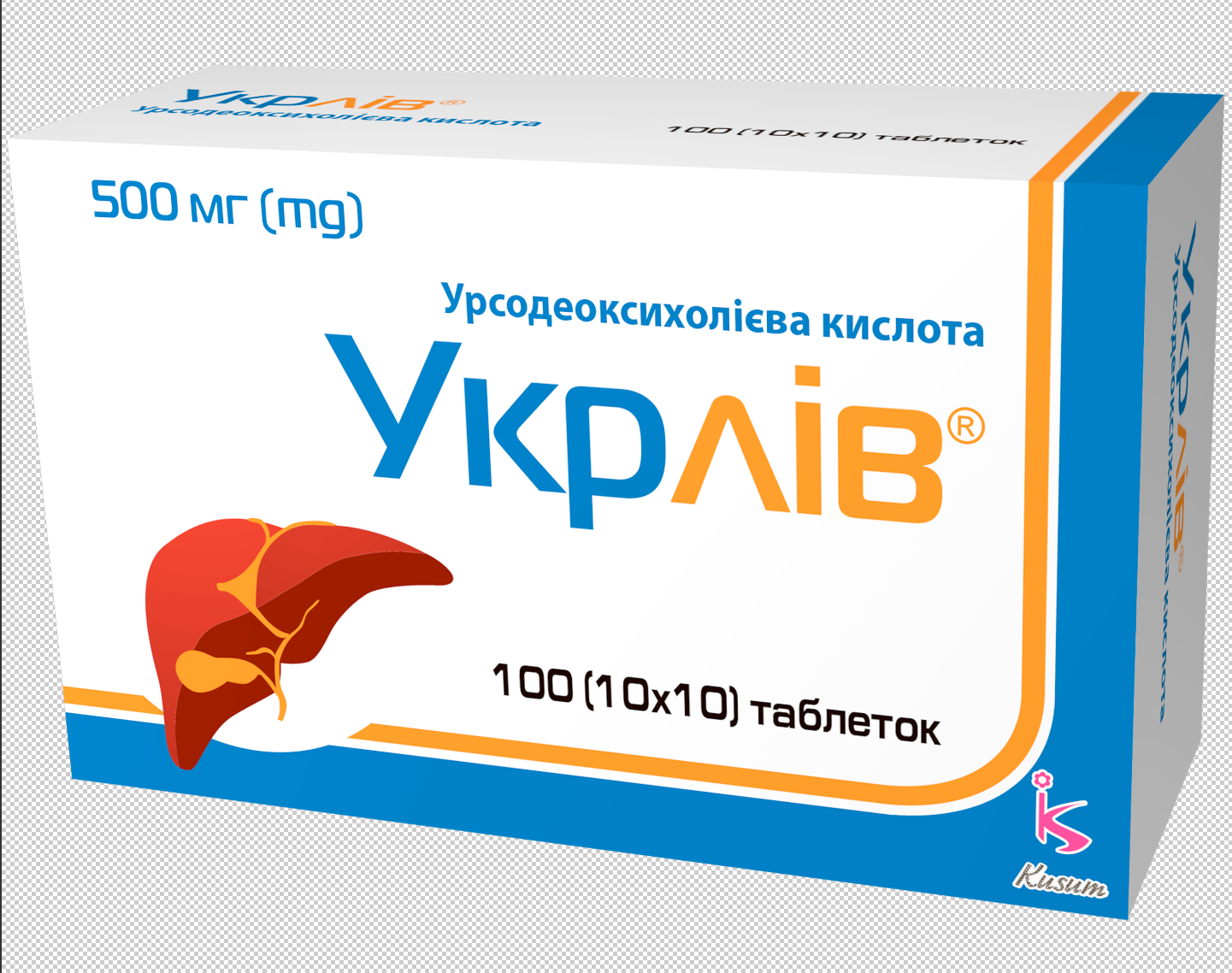 УКРЛІВ®, таблетки по 500 мг по 10 таблеток у блістері, по 10 блістерів у картонній упаковці